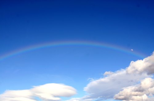 moon rides rainbow